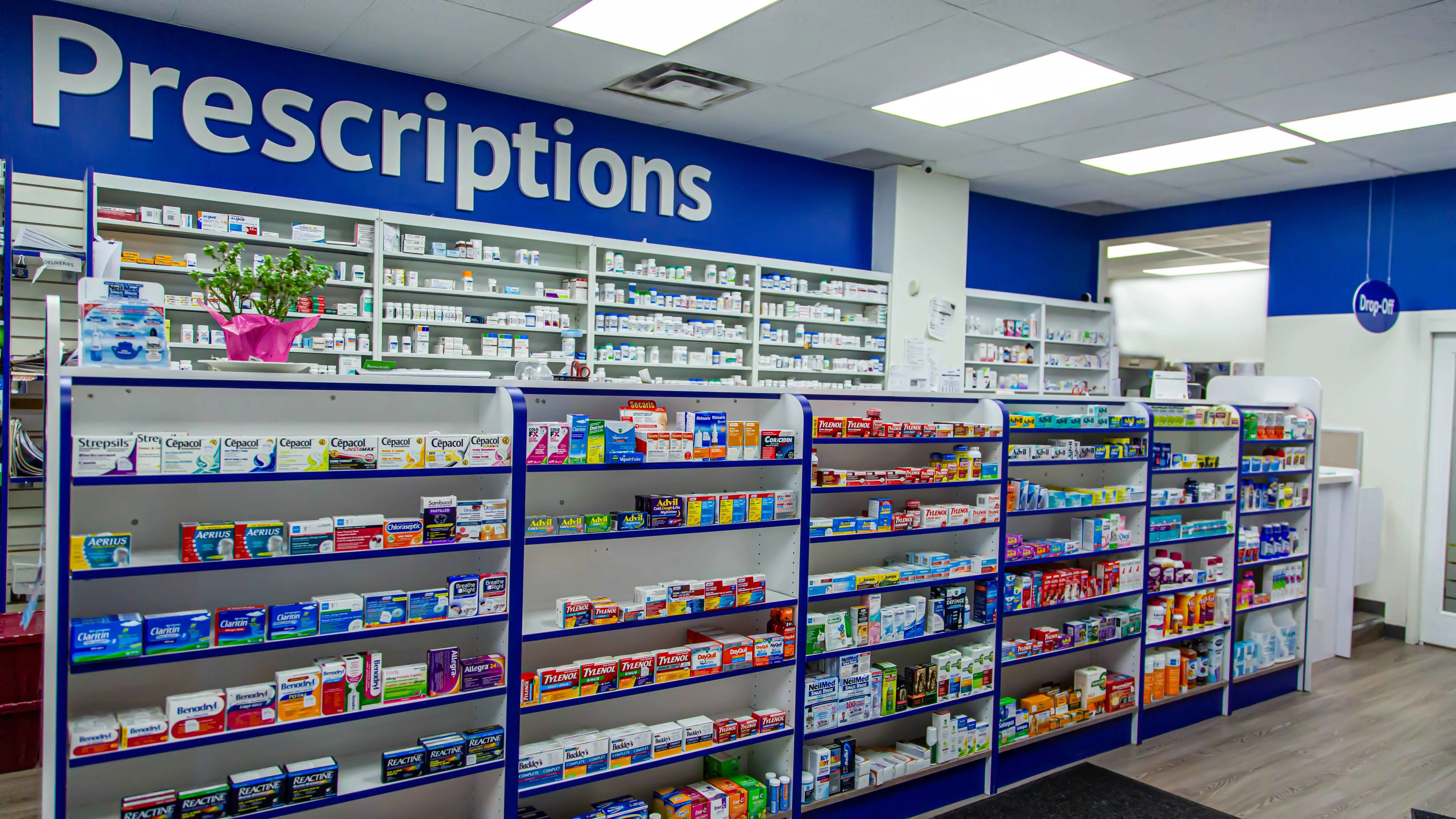 Prescription counter inside Madill Health Aid Pharmacy
